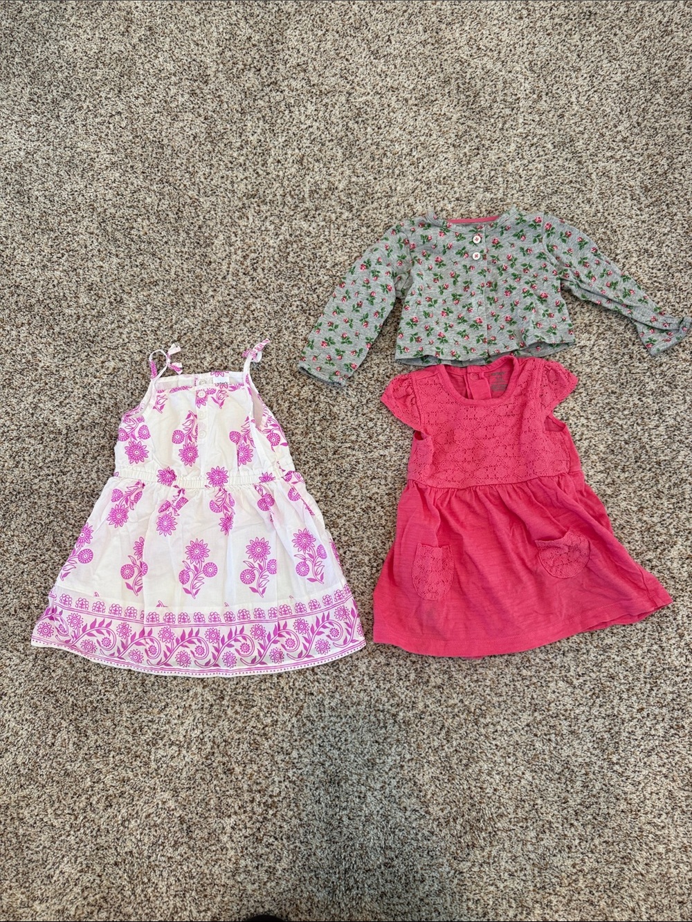 Kids Floral & Pink Dress Set - 3-Piece Casual Dresses